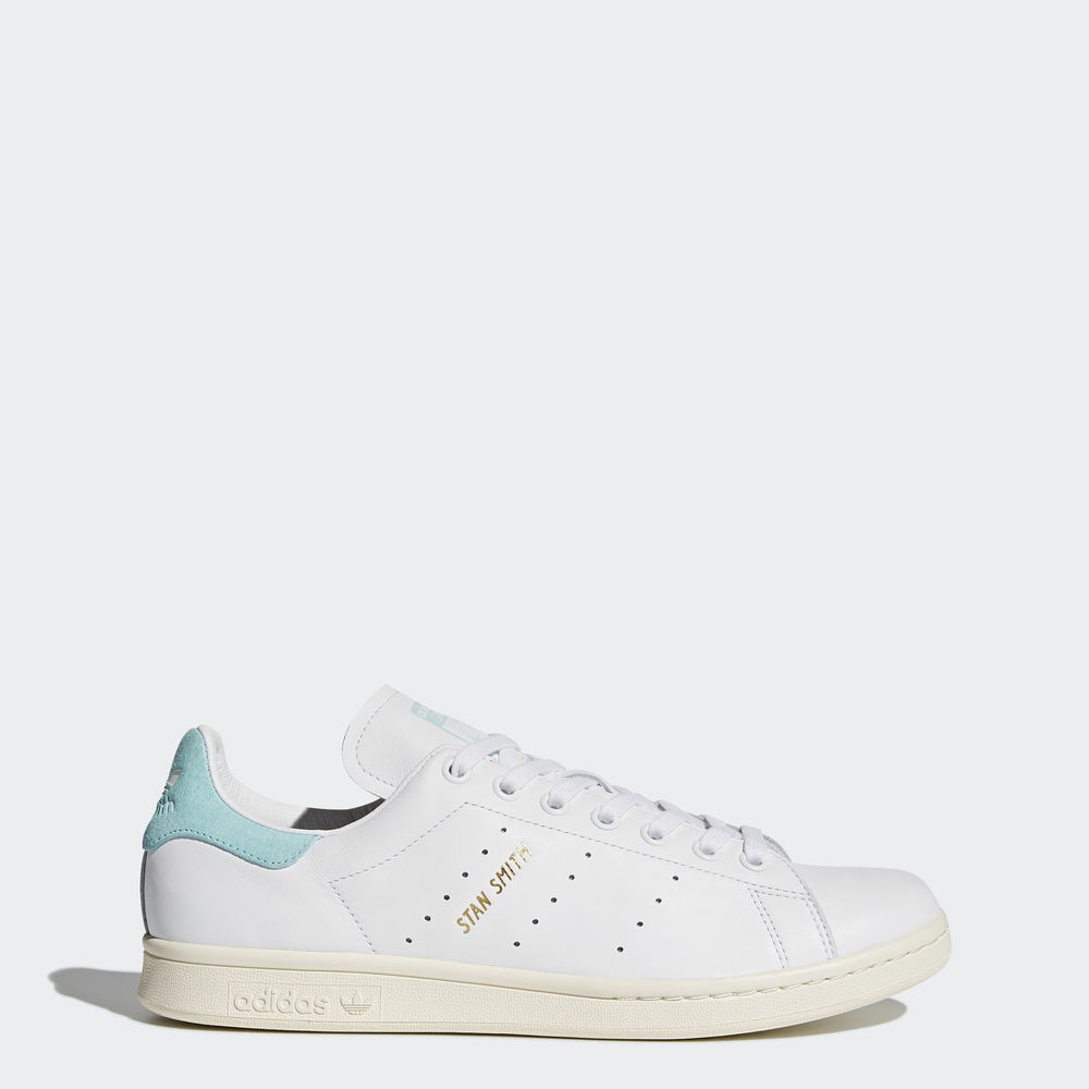 Adidas Stan Smith - Originals γυναικεια - Ασπρα/Ασπρα/Ανοιχτο Τυρκουάζ,Μέγεθος: EU 36 – 54 2/3 (422R